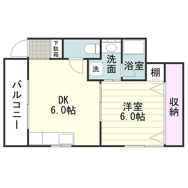 藤野マンション(1DK/3階)の間取り写真
