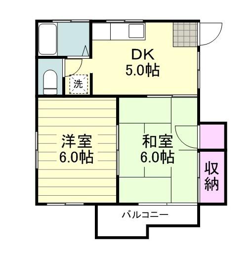 ハイツタウニィ(2DK/2階)の間取り写真