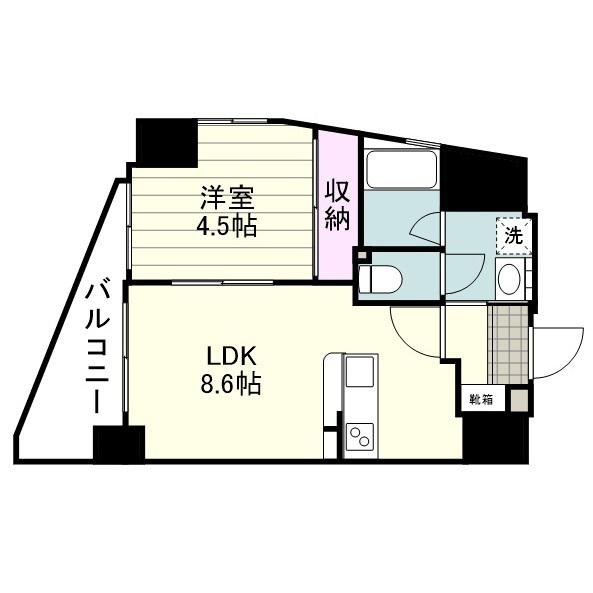 フォンス東谷山(1LDK/4階)の間取り写真