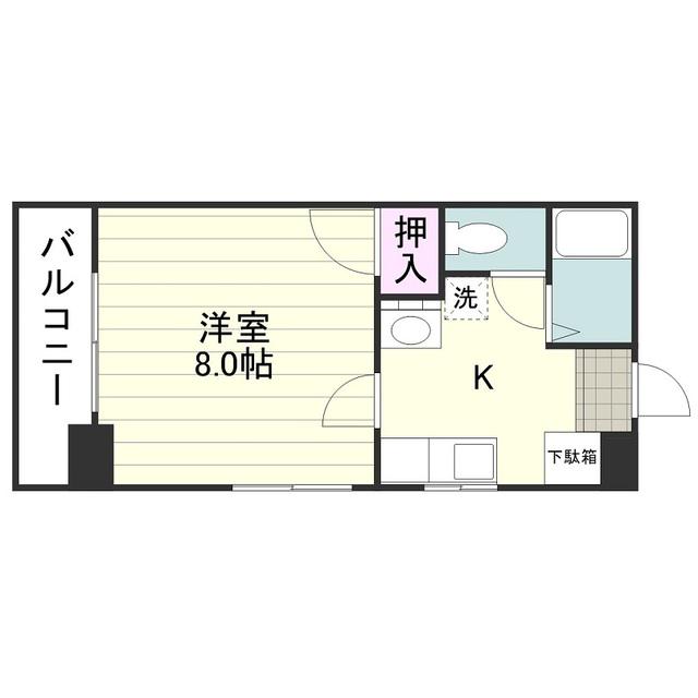 レジデンス上之園(1K/4階)の間取り写真