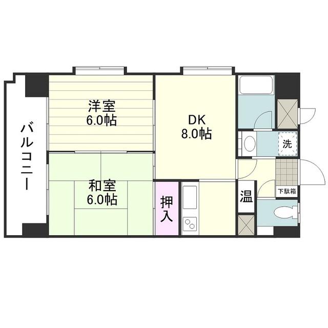ハイライズチヅル(2DK/6階)の間取り写真