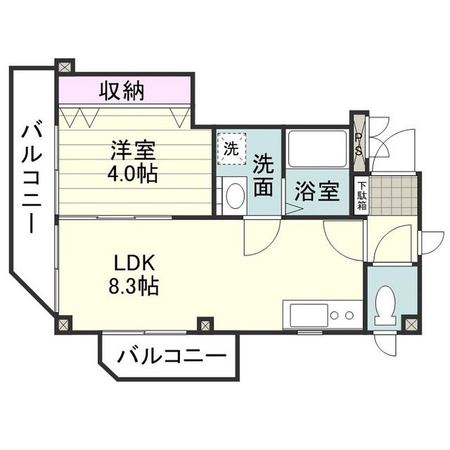 カサ・フェンテ(1LDK/3階)の間取り写真