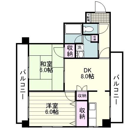 アマランス西田(2DK/2階)の間取り写真