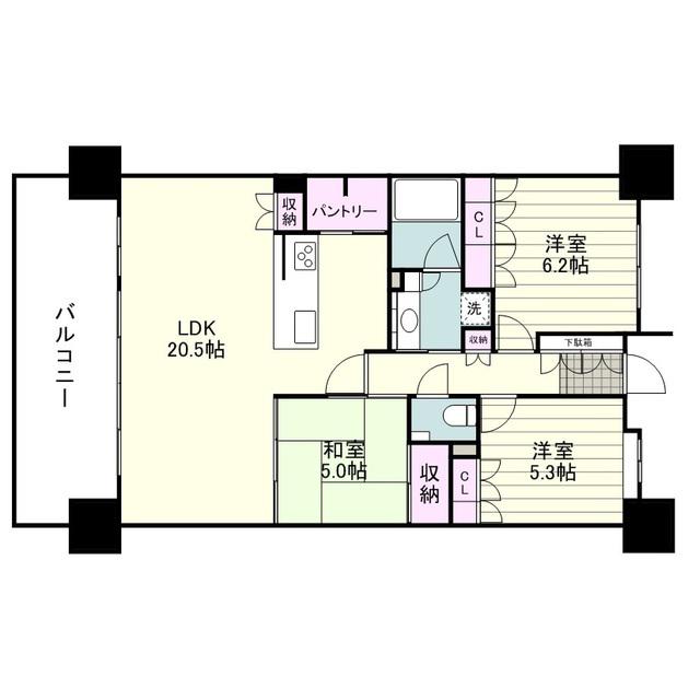 MJRザ・ガーデン鹿児島中央 Ⅱ期(3LDK/10階)の間取り写真