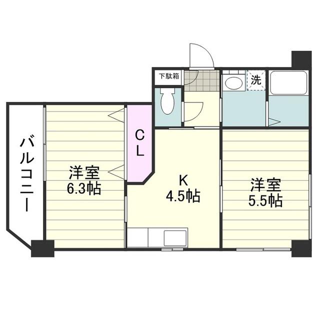 ASTRIA(2K/2階)の間取り写真