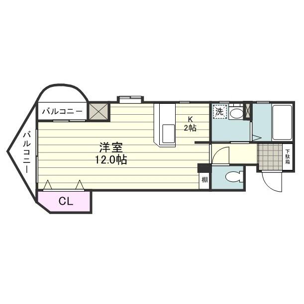コンフォート南林寺(ワンルーム/4階)の間取り写真
