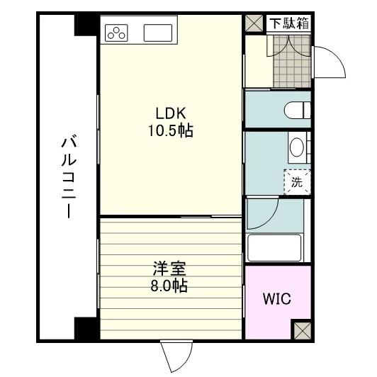 メゾン ド ヴァン・ドゥ(1LDK/2階)の間取り写真