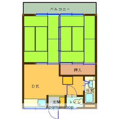 コーポラス重畠(2DK/2階)の間取り写真