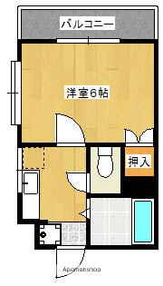 鹿児島市谷山線 荒田八幡駅 徒歩4分 5階建 築30年(1K/2階)の間取り写真