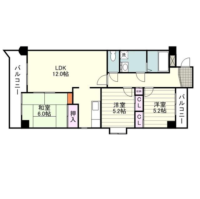 ベルエア清水(3LDK/2階)の間取り写真