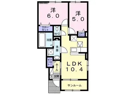 エクセレント ルーシー Ⅱ(2LDK/1階)の間取り写真