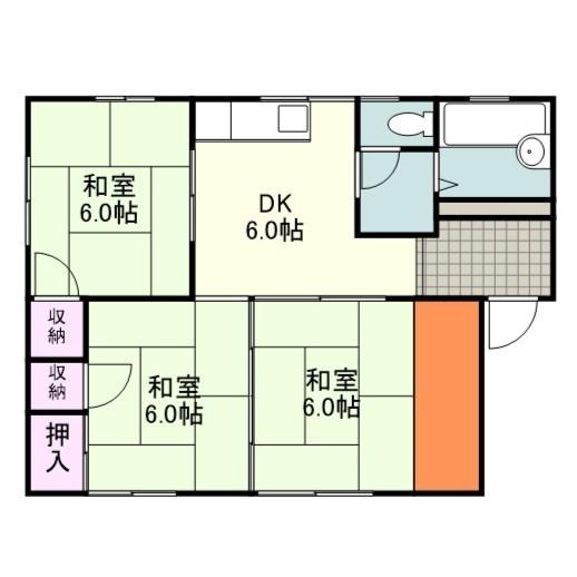 ドミールS(3DK/2階)の間取り写真