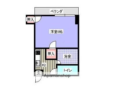 サコマンション(1K/2階)の間取り写真
