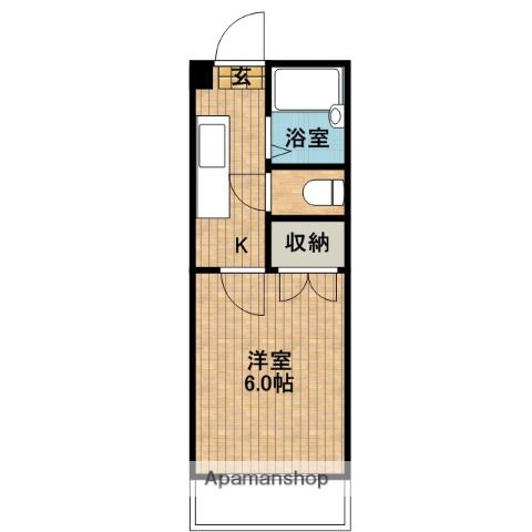 エントピア上荒田Ⅱ(1K/6階)の間取り写真