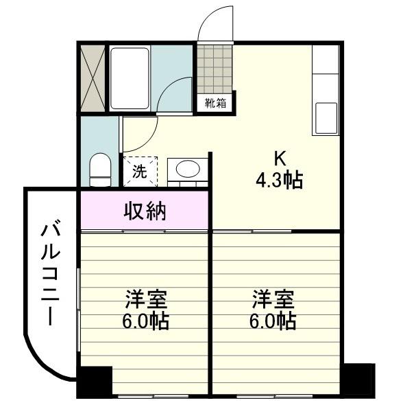 プリベール(2K/4階)の間取り写真