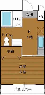 RBハイツ1(ワンルーム/4階)の間取り写真