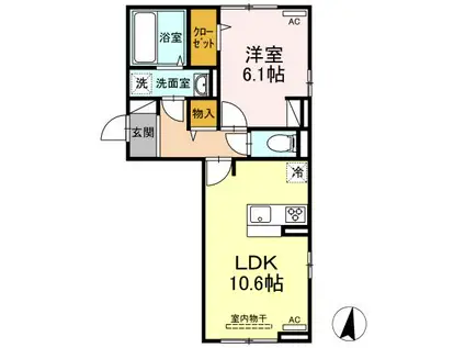 ヴィヴァーチェ・K(1LDK/1階)の間取り写真