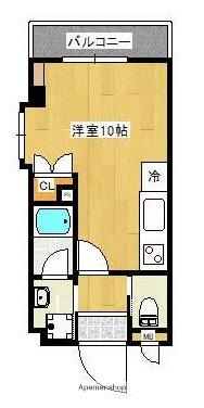 イリスパイラブライト与次郎テラス(ワンルーム/2階)の間取り写真