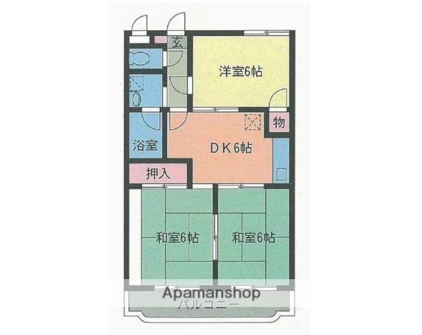 プレステージフジ鹿児島参番館(3DK/2階)の間取り写真