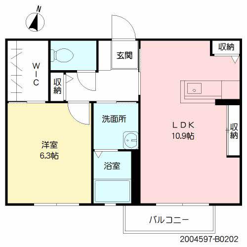 プリンス Ⅱ棟(1LDK/2階)の間取り写真