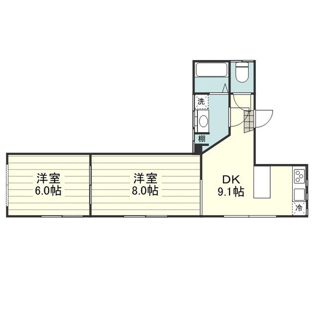 ブラボービル(2DK/3階)の間取り写真