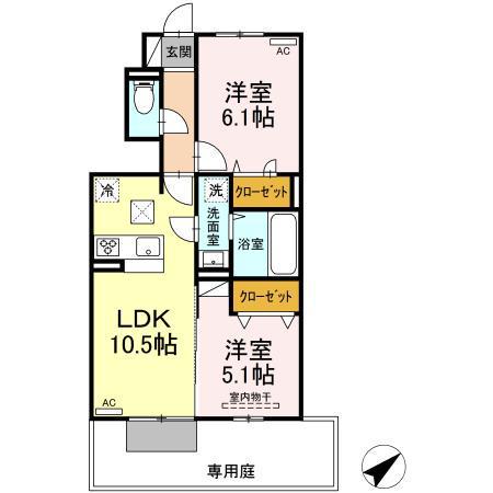 YUMERUⅢ(2LDK/1階)の間取り写真