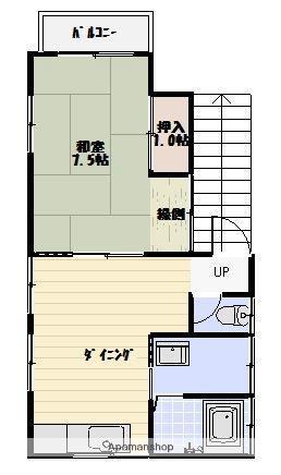 七村アパート(1DK/2階)の間取り写真