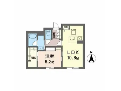 シャーメゾン大龍B棟(1LDK/1階)の間取り写真
