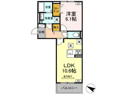 D-ROOM薩摩川内西向田町(1LDK/1階)の間取り写真