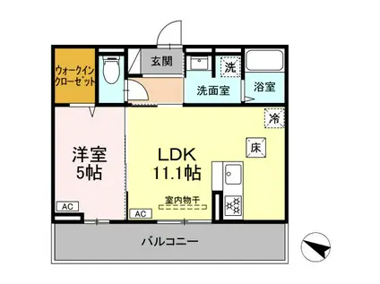 D-ROOM薩摩川内西向田町(1LDK/1階)の間取り写真