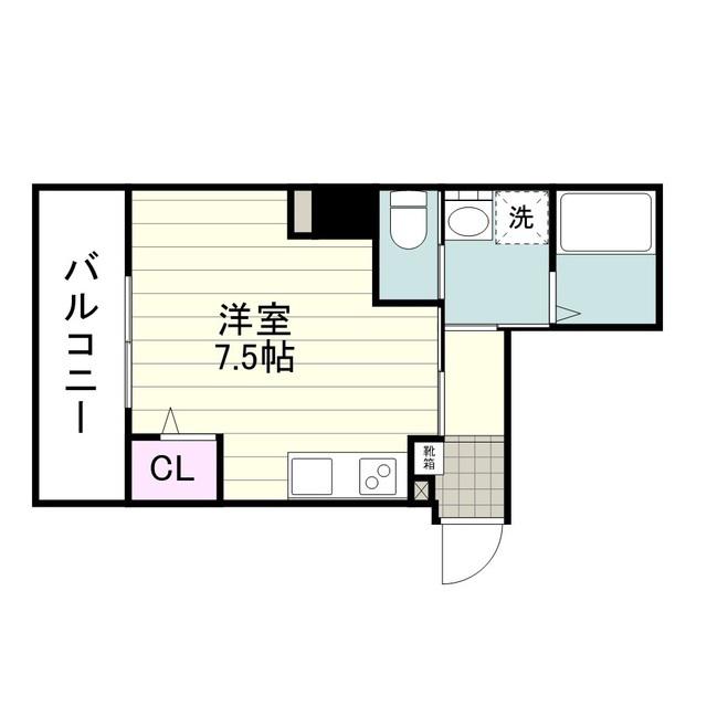 ウェルブライト加治屋(ワンルーム/6階)の間取り写真