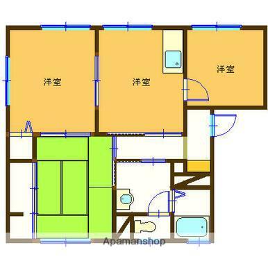 グランヒル伊敷A棟(3DK/1階)の間取り写真