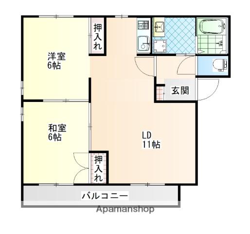 フレグランスOⅡ(2LDK/2階)の間取り写真