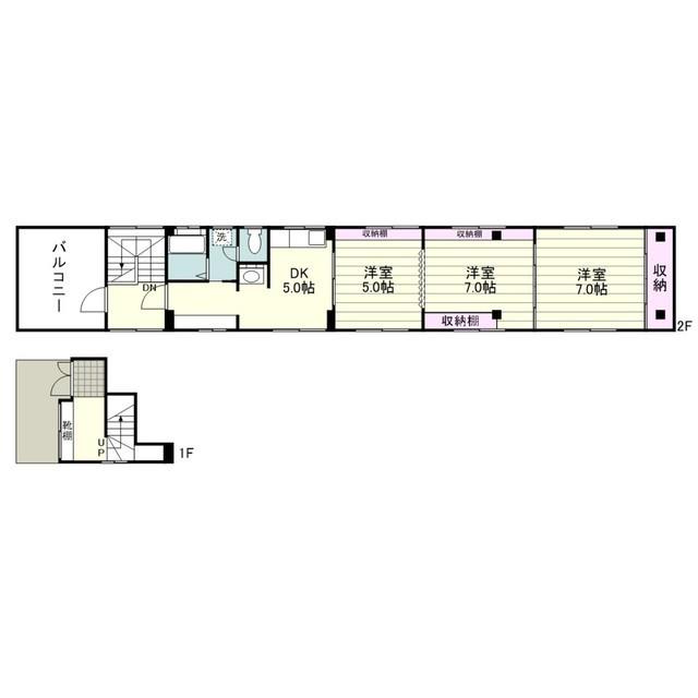 フルハウス北棟(3DK/2階)の間取り写真