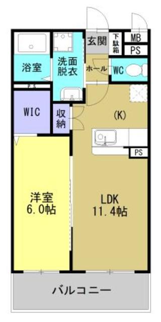 ラフィーネさつま(1LDK/2階)の間取り写真