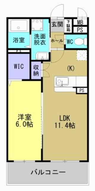 ラフィーネさつま(1LDK/2階)の間取り写真