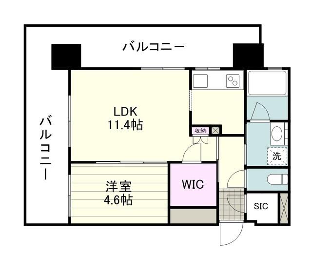 RJRプレシア鹿児島駅前(1LDK/2階)の間取り写真