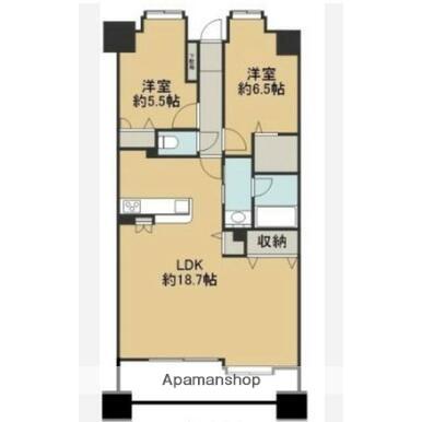 日商岩井レジオン平之町(2LDK/3階)の間取り写真