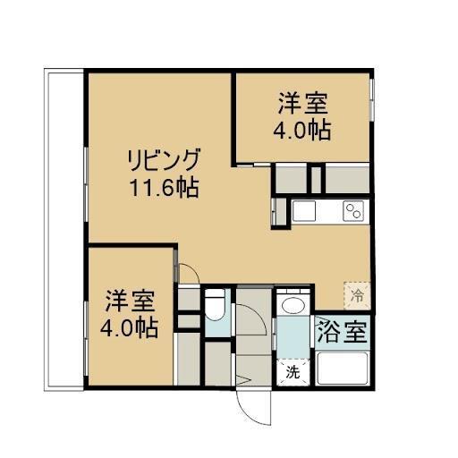 オルタンシアS(2LDK/2階)の間取り写真