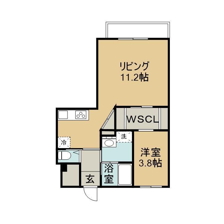 オルタンシアS(1LDK/2階)の間取り写真