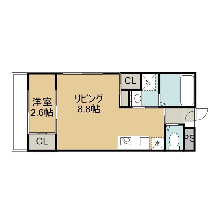 オルタンシアS(1LDK/2階)の間取り写真