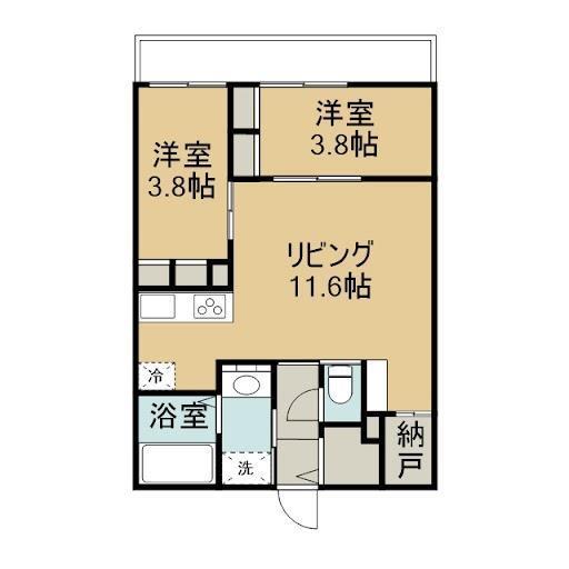 オルタンシアS(2LDK/3階)の間取り写真