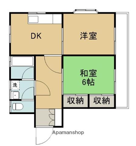 鹿児島県鹿児島市 2階建 築31年(2DK)の間取り写真