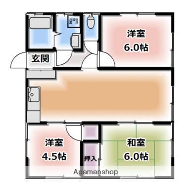 鹿児島県鹿児島市 1階建 築30年(3LDK)の間取り写真