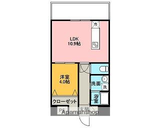 SAI宇宿(1LDK/9階)の間取り写真