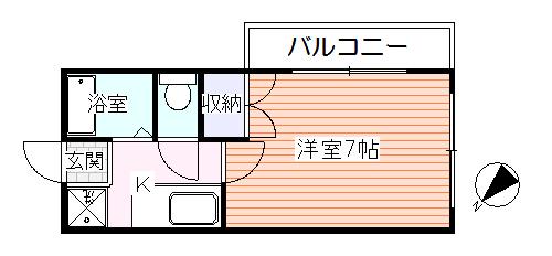 サンライフ永野(1K/4階)の間取り写真