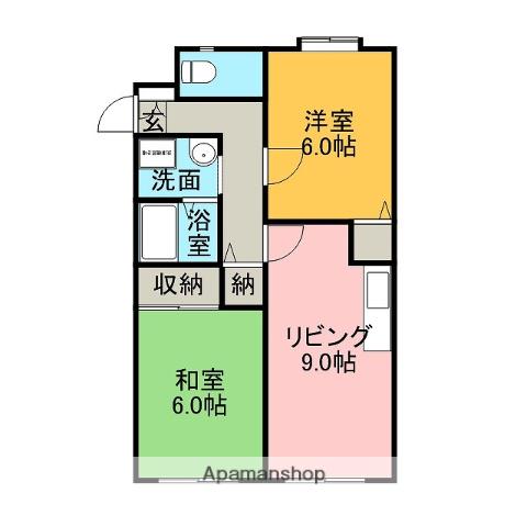 メルベーユ木元A棟(2DK/1階)の間取り写真