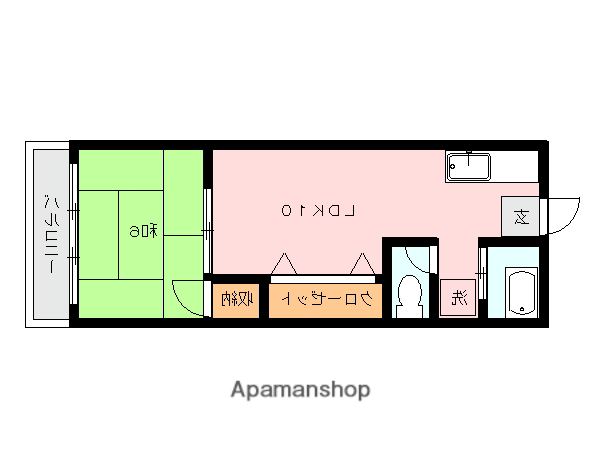 上荒田福永ビル(1LDK/3階)の間取り写真