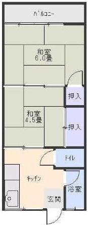 コーポ西(2K/2階)の間取り写真