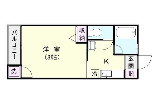ロワパレス(1K/1階)の間取り写真